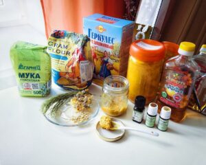 Готовый убтан и ингредиенты для него